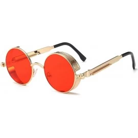 Aviator Retro Round - Framed with Metal Spring Prince Mirror Men's Sunglasses - 1 - CG198S7ANW3 $45.43