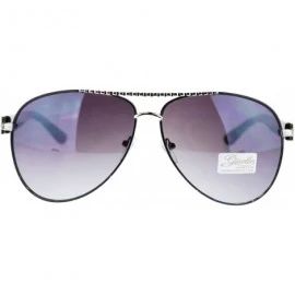 Aviator Women's Aviator Sunglasses Chic Casual Rigded Metal Top - Black Silver - C311OO28U2H $11.87