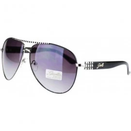 Aviator Women's Aviator Sunglasses Chic Casual Rigded Metal Top - Black Silver - C311OO28U2H $20.31