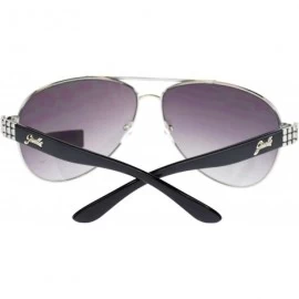 Aviator Women's Aviator Sunglasses Chic Casual Rigded Metal Top - Black Silver - C311OO28U2H $20.31