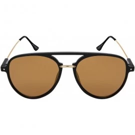 Aviator Flat Top Aviator Sunglasses for Men Pilot Style Sunglass Women 3344 - Black Frame/Gold Mirrored Lens - CE18M599D4S $1...