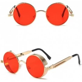 Aviator Retro Round - Framed with Metal Spring Prince Mirror Men's Sunglasses - 1 - CG198S7ANW3 $45.43