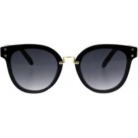 Rectangular Womens Boyfriend Deco Metal Bridge Chic Horn Rim Plastic Sunglasses - Black Smoke - CZ18GLXCH9X $23.85