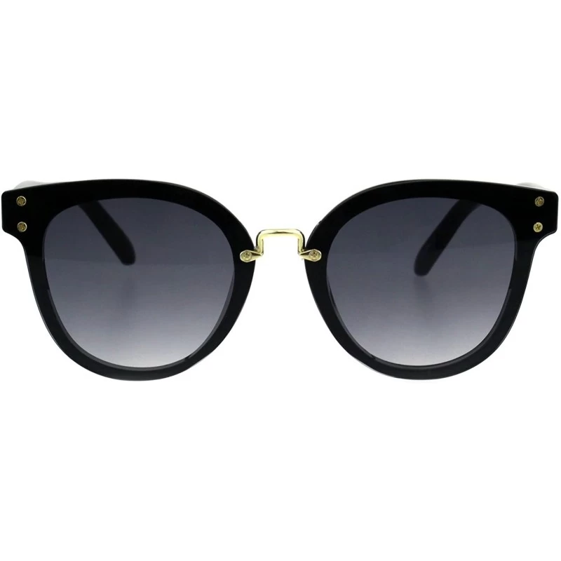 Rectangular Womens Boyfriend Deco Metal Bridge Chic Horn Rim Plastic Sunglasses - Black Smoke - CZ18GLXCH9X $23.85