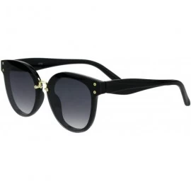 Rectangular Womens Boyfriend Deco Metal Bridge Chic Horn Rim Plastic Sunglasses - Black Smoke - CZ18GLXCH9X $23.85