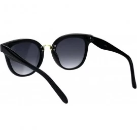 Rectangular Womens Boyfriend Deco Metal Bridge Chic Horn Rim Plastic Sunglasses - Black Smoke - CZ18GLXCH9X $12.40