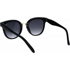 Rectangular Womens Boyfriend Deco Metal Bridge Chic Horn Rim Plastic Sunglasses - Black Smoke - CZ18GLXCH9X $23.85