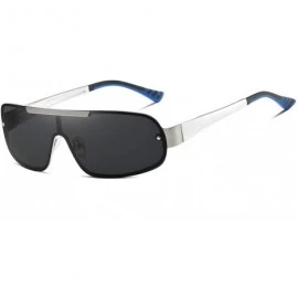 Sport Men Shield Sunglasses Polarized UV 400 Protection 70MM Fashion Style Driving - Silver Black - CW192GCM80M $15.87