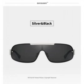 Sport Men Shield Sunglasses Polarized UV 400 Protection 70MM Fashion Style Driving - Silver Black - CW192GCM80M $27.68