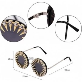 Semi-rimless Fashion Round Sunglasses Semi-rim UV Protection Glasses for Women Girls - Black Punk - CK18AK9N056 $26.31