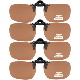Rectangular Flip-up Clip-on Sunglasses Polarized 2 5/16"x1 9/16" 3-Pack Metal Glasses Clip - 4pcs-brown - CM18S24C056 $47.23