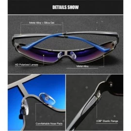 Sport Men Shield Sunglasses Polarized UV 400 Protection 70MM Fashion Style Driving - Silver Black - CW192GCM80M $15.87