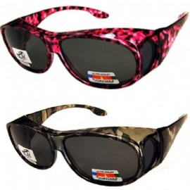 Wrap Unisex Camouflage Sun Shield Fit Over Sunglasses (Microfiber Pouch Included) - Pink and Green Camo - CI12NGY6ALG $52.80