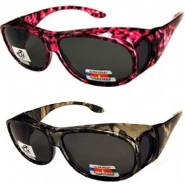 Wrap Unisex Camouflage Sun Shield Fit Over Sunglasses (Microfiber Pouch Included) - Pink and Green Camo - CI12NGY6ALG $29.67