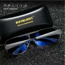 Sport Men Shield Sunglasses Polarized UV 400 Protection 70MM Fashion Style Driving - Silver Black - CW192GCM80M $15.87