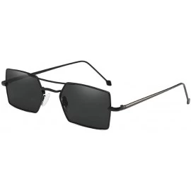 Square 2019 New trend metal fashion square unisex marine lens brand designer sunglasses UV400 - Black - C618M998CIS $10.21