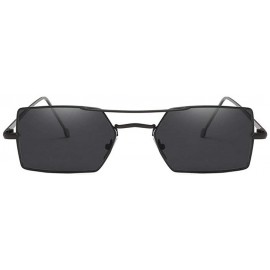 Square 2019 New trend metal fashion square unisex marine lens brand designer sunglasses UV400 - Black - C618M998CIS $10.21