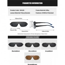 Sport Men Shield Sunglasses Polarized UV 400 Protection 70MM Fashion Style Driving - Silver Black - CW192GCM80M $27.68