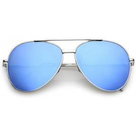 Aviator Women's Fame Mirrored Blue Flat Lens Aviator Sunglasses - Silver - CC18DNE3GDR $43.77