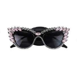 Oversized Fashion Diamond Sunglasses Rhinestone Butterfly - Pink - CQ198G5SUG9 $23.30