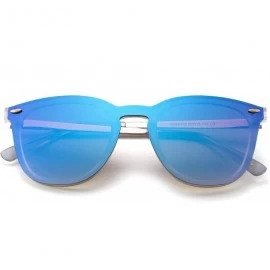 Aviator Trendy Rimless Sunglasses Mirror Reflective Sun Glasses for Women Men - Matte Transparent / Mirror Gradient Blue - CH...