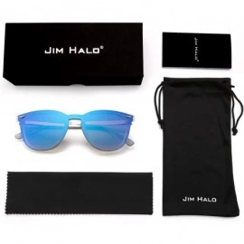 Aviator Trendy Rimless Sunglasses Mirror Reflective Sun Glasses for Women Men - Matte Transparent / Mirror Gradient Blue - CH...