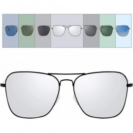 Square Polarized Frame Aviator Sunglasses for Men Women Shades Unisex Sun Glasses with Case - CN18U3G8Z5N $8.74