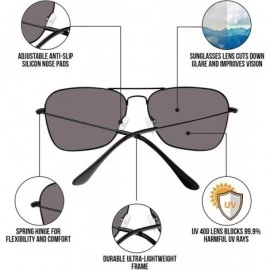 Square Polarized Frame Aviator Sunglasses for Men Women Shades Unisex Sun Glasses with Case - CN18U3G8Z5N $15.65