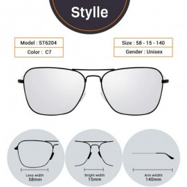 Square Polarized Frame Aviator Sunglasses for Men Women Shades Unisex Sun Glasses with Case - CN18U3G8Z5N $8.74