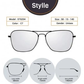 Square Polarized Frame Aviator Sunglasses for Men Women Shades Unisex Sun Glasses with Case - CN18U3G8Z5N $15.65
