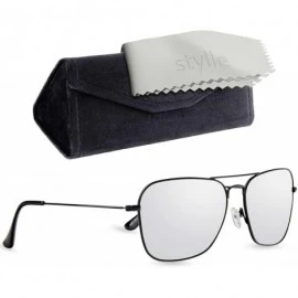Square Polarized Frame Aviator Sunglasses for Men Women Shades Unisex Sun Glasses with Case - CN18U3G8Z5N $15.65