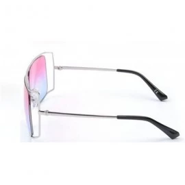 Square Unisex Oversized Stylish Cut-out Color And Clear Lens Sunglasses - Silver-pink and Blue - C9182OI8398 $31.35