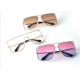 Square Unisex Oversized Stylish Cut-out Color And Clear Lens Sunglasses - Silver-pink and Blue - C9182OI8398 $31.35
