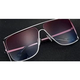 Square Unisex Oversized Stylish Cut-out Color And Clear Lens Sunglasses - Silver-pink and Blue - C9182OI8398 $14.83