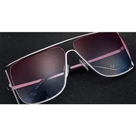 Square Unisex Oversized Stylish Cut-out Color And Clear Lens Sunglasses - Silver-pink and Blue - C9182OI8398 $31.35