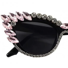 Oversized Fashion Diamond Sunglasses Rhinestone Butterfly - Pink - CQ198G5SUG9 $23.30