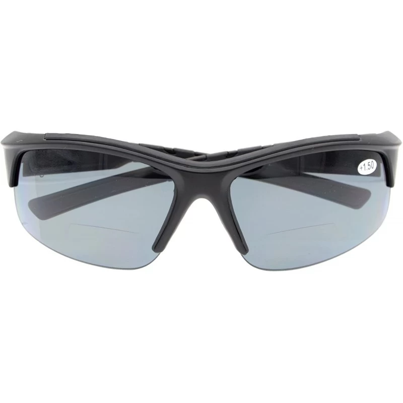 Sport Sports Polarized Bifocal Sunglasses Half Rimless Tinted Style Sunshine Readers - Matte Black - CB18DH33O6H $43.63
