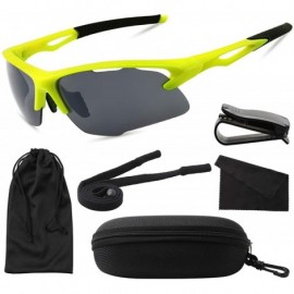 Wrap Sports Sunglasses for men women for Cycing Running Baseball MJ8020 - Neon Yellow/Grey - CF18S73Q8QY $20.51