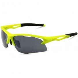 Wrap Sports Sunglasses for men women for Cycing Running Baseball MJ8020 - Neon Yellow/Grey - CF18S73Q8QY $19.23