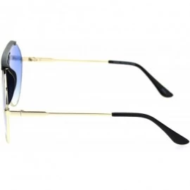 Sport Retro Hippie Oversize Flat Top Racer Spring Hinge Metal Sunglasses - Black Gold Blue - CE18QXQSSS6 $11.67