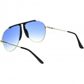 Sport Retro Hippie Oversize Flat Top Racer Spring Hinge Metal Sunglasses - Black Gold Blue - CE18QXQSSS6 $11.67