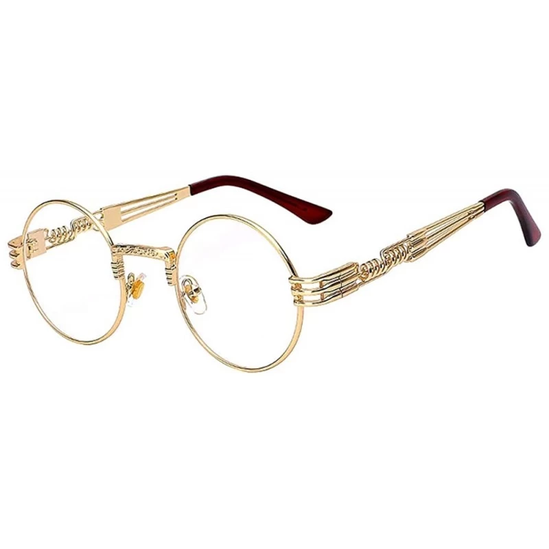 Round Steampunk Gothic - 002 Retro Vintage Hippie Colored Metal Round Circle Frame Sunglasses Colored Lens - CM18OA8Z32L $20.69