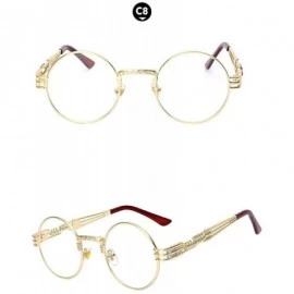 Round Steampunk Gothic - 002 Retro Vintage Hippie Colored Metal Round Circle Frame Sunglasses Colored Lens - CM18OA8Z32L $20.69