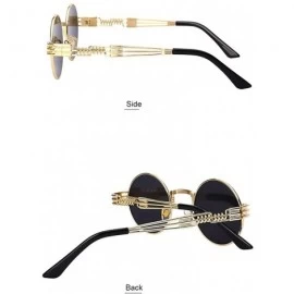 Round Steampunk Gothic - 002 Retro Vintage Hippie Colored Metal Round Circle Frame Sunglasses Colored Lens - CM18OA8Z32L $20.69