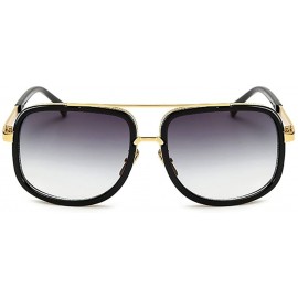 Round Retro Oversized Pilot Sunglasses Square Frame Metal Men Women Mirror Lens Blue Silver Pink Black - Grey - CM1846205EZ $...