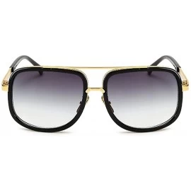 Round Retro Oversized Pilot Sunglasses Square Frame Metal Men Women Mirror Lens Blue Silver Pink Black - Grey - CM1846205EZ $...