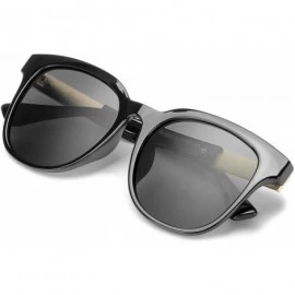Round Retro Round Polarized Sunglasses for Women - UV400 Protection - Black Frame / Grey Polarized Lens - CC1926Y7RMR $30.13