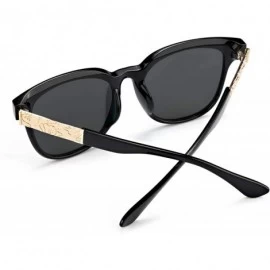 Round Retro Round Polarized Sunglasses for Women - UV400 Protection - Black Frame / Grey Polarized Lens - CC1926Y7RMR $30.13