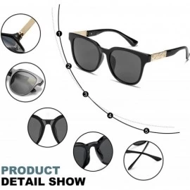Round Retro Round Polarized Sunglasses for Women - UV400 Protection - Black Frame / Grey Polarized Lens - CC1926Y7RMR $17.67