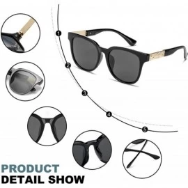 Round Retro Round Polarized Sunglasses for Women - UV400 Protection - Black Frame / Grey Polarized Lens - CC1926Y7RMR $30.13